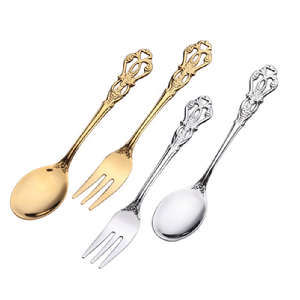 Gold Cutlery Flatware - 1 Par de Talheres Vintage Dourados