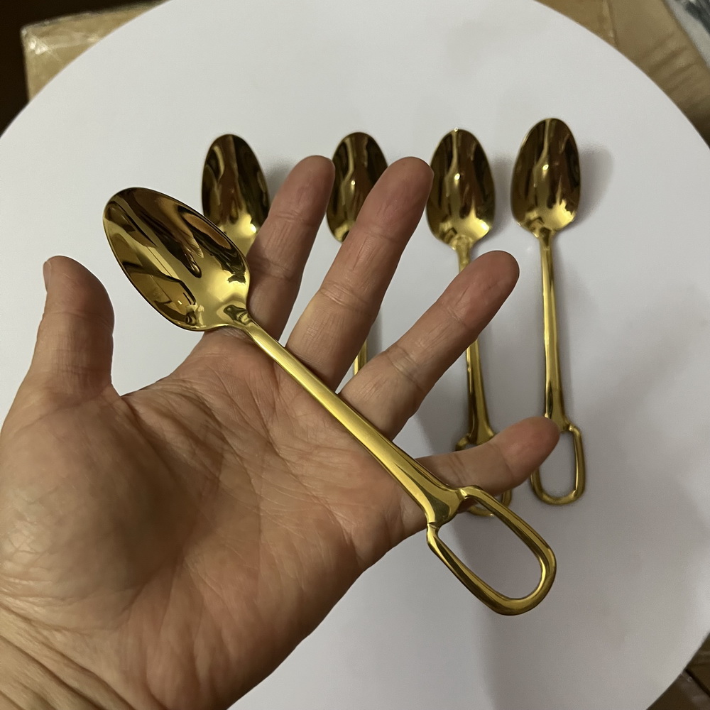 Gold Cutlery Flatware - Talheres De Aço Inoxidável Com Buraco