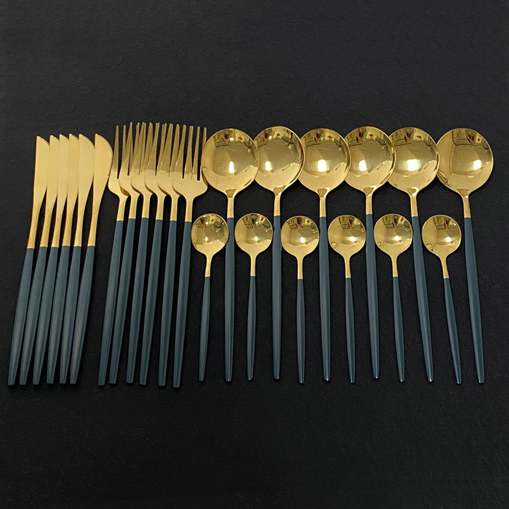 Gold Cutlery Flatware - Aço inoxidável colorido Dinnerware Set, talheres