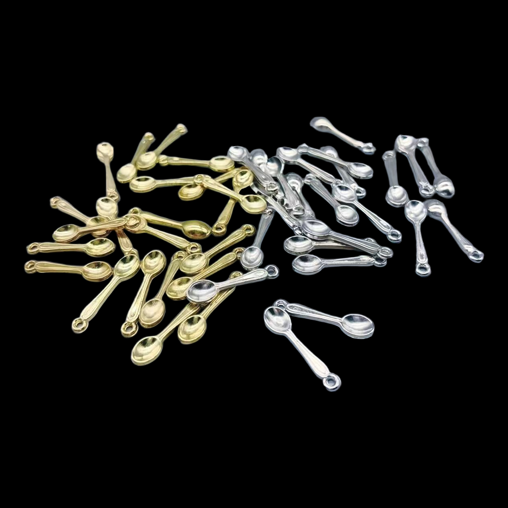 100 pçs pequena colher charme  - Gold Cutlery Flatware avaliação e preço