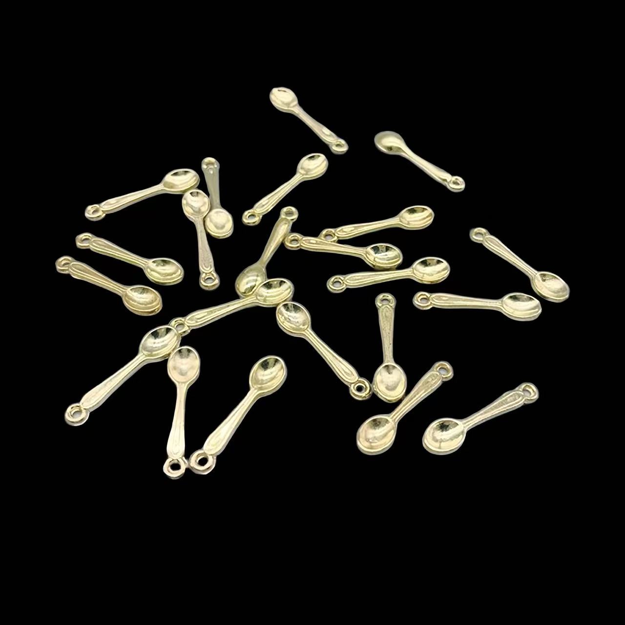 100 pçs pequena colher charme  - Gold Cutlery Flatware avaliação e preço